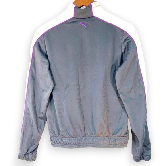 VTG 90s Y2K Puma Track Jacket Windbreaker Full Zip Gray White Purple 62200 Sz M - Picture 12 of 13
